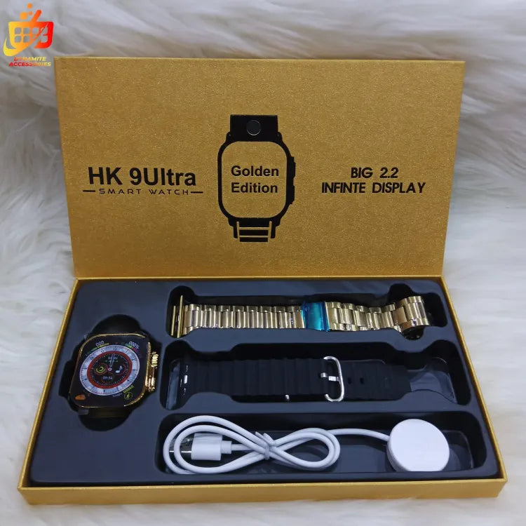 Hk9 Ultra – Golden Edition – Big 2.2 Infinite Display Smart Watch